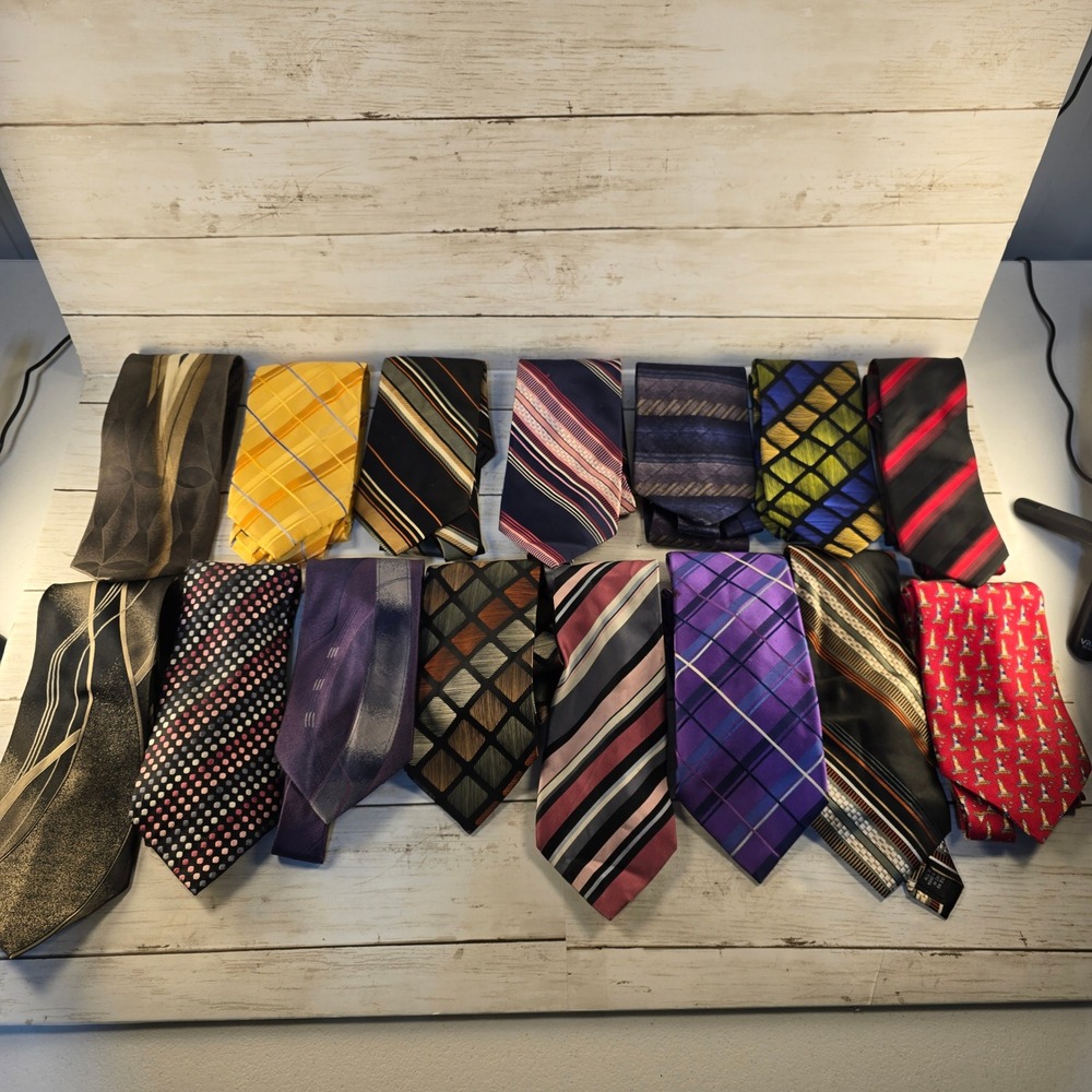 Lot of 15 Croft & Barrow Mens Neckties Silk Blend Stripes Geometric Polka Dot